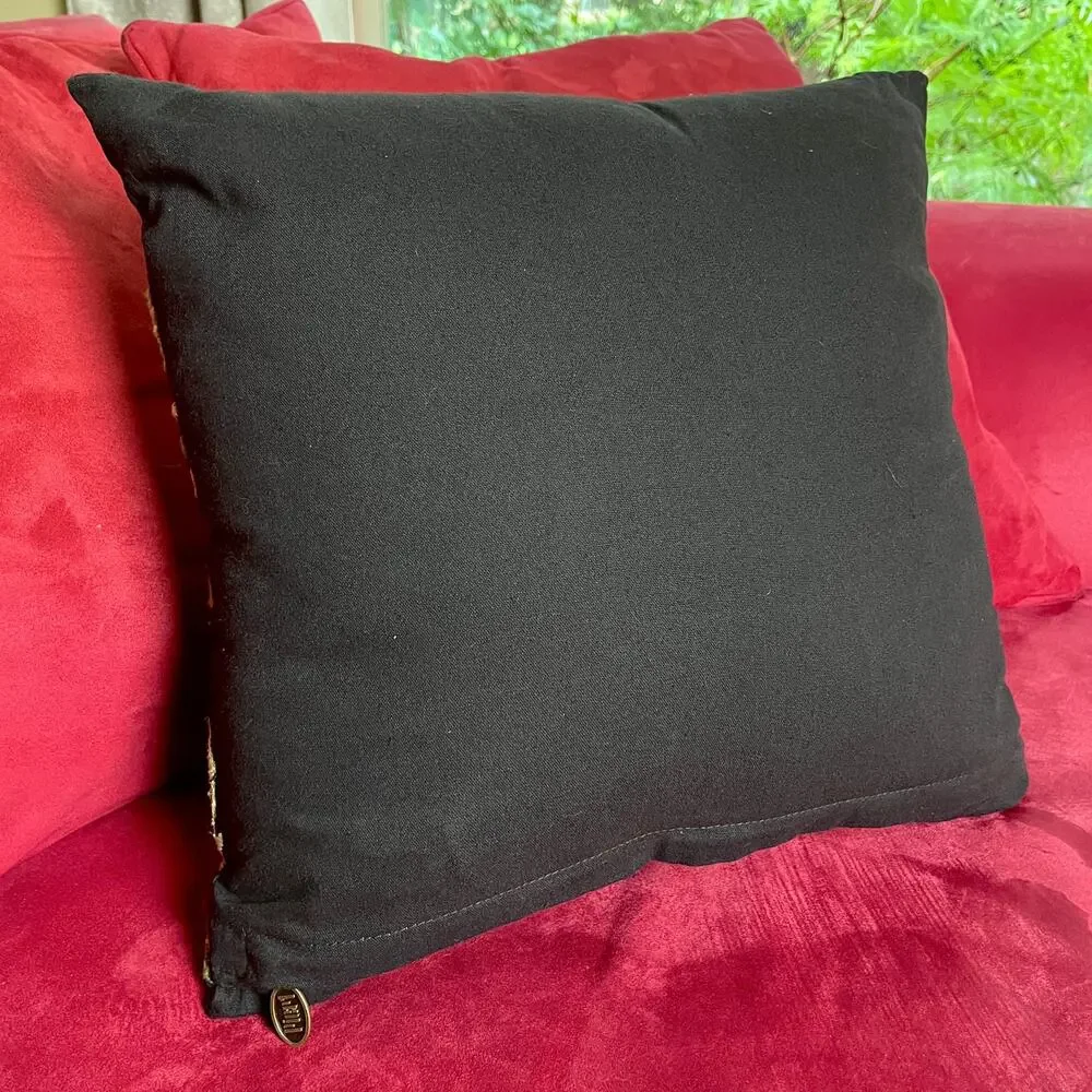 Pier 1 Holiday Accent Pillow 'JOY' Holly Leaves Berries Embroidered Christmas